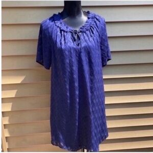 Ella Moss Women's Blue  Short-Sleeve Relaxed Fit Mini Dress Size M